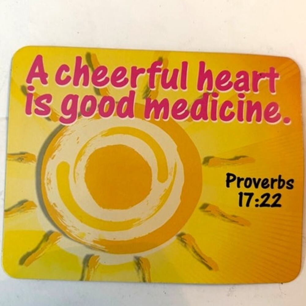 Christian Scripture Fridge Magnet Proverbs 17:22 Sunburst Gradient Design 4.5"